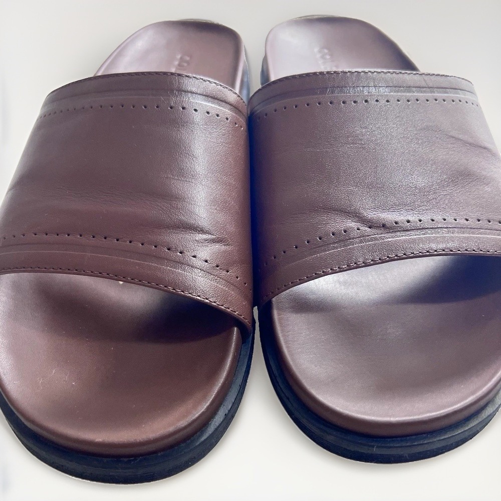 Cole Haan Grand Men's Brown Leather Slide Sandals Cushioned US 9 M C37905